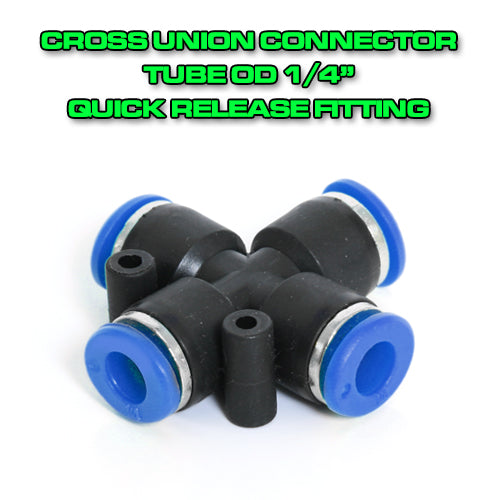 Cross Union Connector Tube OD 1/4" Quick Release Fitting