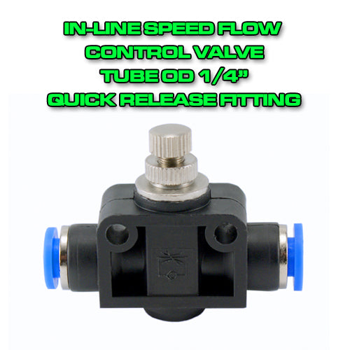 In-Line Speed Flow Control Valve Tube OD 1/4" Quick Release