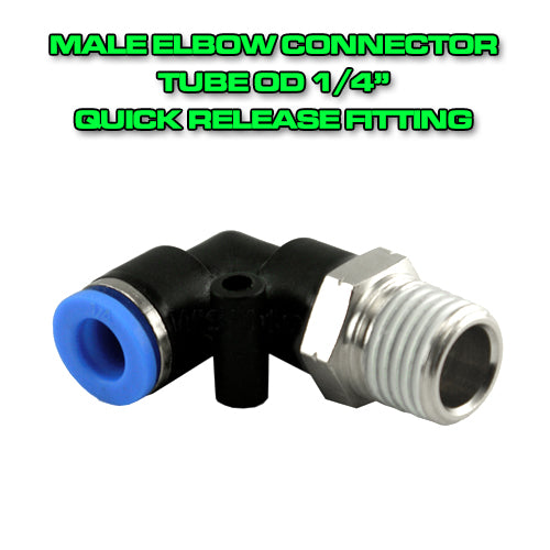 Male Elbow Connector Tube OD 1/4" Quick Release Fitting