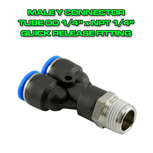 Male Y Connector Tube OD 1/4" x NPT 1/4" Quick Release Fitting