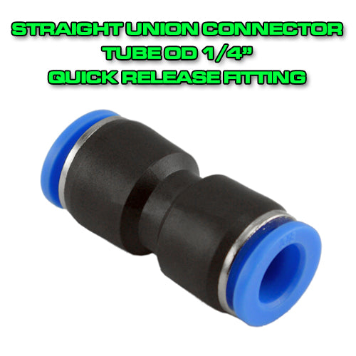 Straight Union Connector Tube OD 1/4" Quick Release Fitting