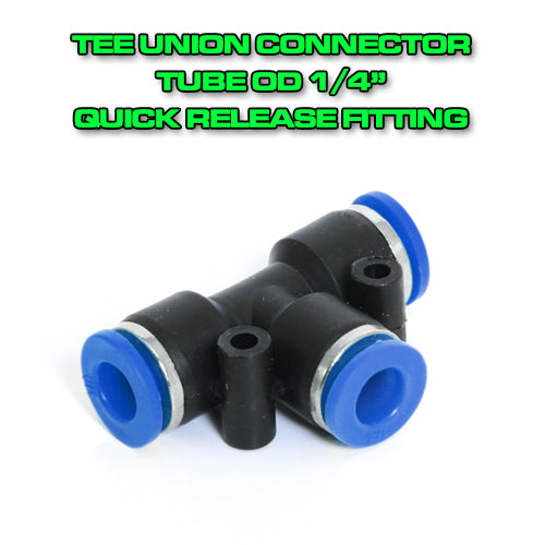 Tee Union Connector Tube OD 1/4" Quick Release Fitting