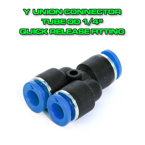 Y Union Connector Tube OD 1/4" Quick Release Fitting